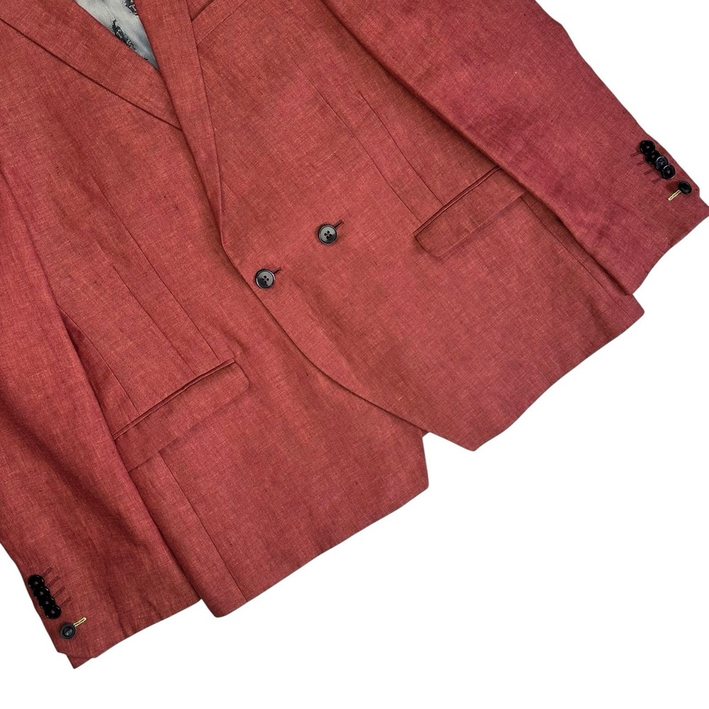 Twisted Tailor Panther Jacket Linen Blazer Twisted Comb Men 44 Rust Red Vacation - Picture 3 of 13